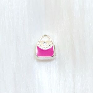 Silver And Pink Purse Spacer Bead